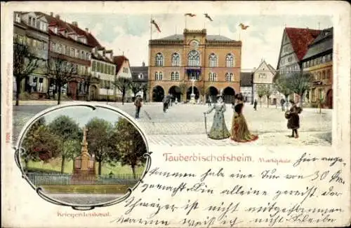 Ak Tauberbischofsheim in Baden, Marktplatz, Kriegerdenkmal