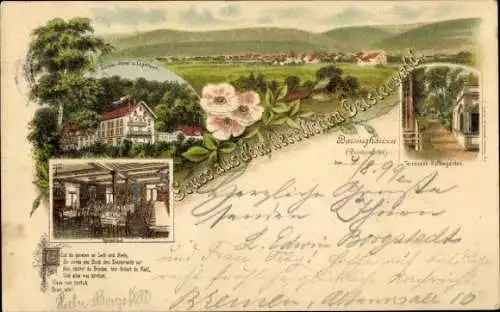 Litho Barsinghausen am Deister, Panorama, Deister-Hotel, Terrassen-Kaffeegarten