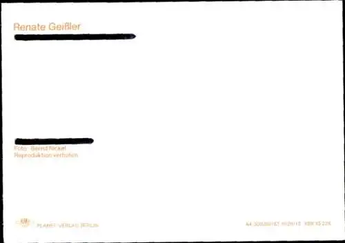 Ak Schauspielerin Renate Geißler, Portrait, Autogramm