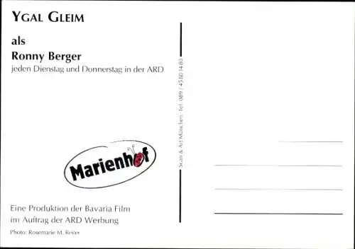 Ak Schauspieler Ygal Gleim als Ronny Berger, Portrait, Marienhof, Autogramm