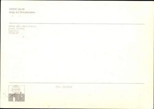 Ak Sängerin Uschi Glas, Portrait, Autogramm