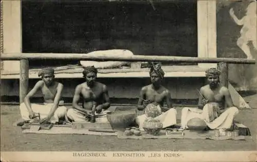 Ak Gustav Hagenbeck, Exposition Les Indes, Indische Kunsthandwerker