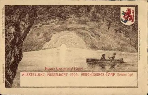 Künstler Litho Ausstellung Düsseldorf 1902, Vergnügungs-Park, Blaue Grotte, Wappen