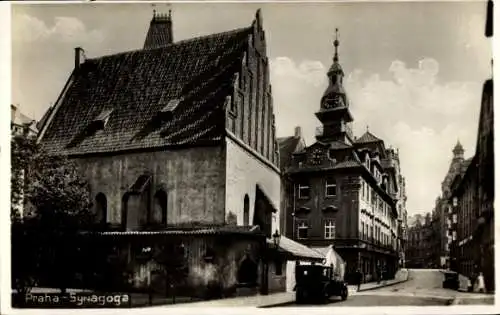 Judaika Ak Praha Prag, Altneu Synagoge, Straßenansicht