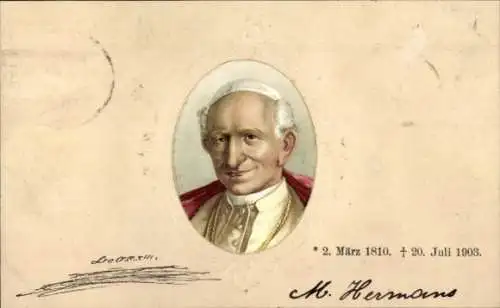 Litho Papst Leo XIII., Porträt