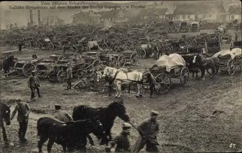 Ak Sopockin bei Hrodna Grodno Weißrussland, Russische Kriegsbeute auf dem Marktplatz, I WK