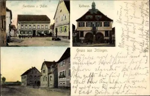 Ak Ittlingen im Kraichgau, Rathaus, Gasthaus zum Adler