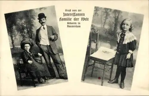 Ak Interessante Familie der Welt, geboren in Amsterdam, Liliputaner