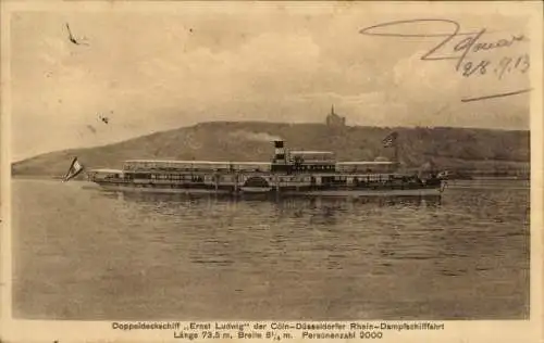 Ak Rheindampfer Ernst Ludwig, Köln Düsseldorfer Rheindampfschifffahrt