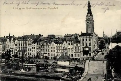 Ak Elbląg Elbing Westpreußen, Panorama, Elbingfluss