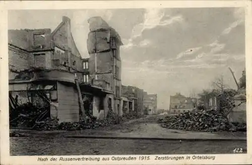 Ak Szczytno Ortelsburg Ostpreußen, Kriegszerstörungen, I. WK