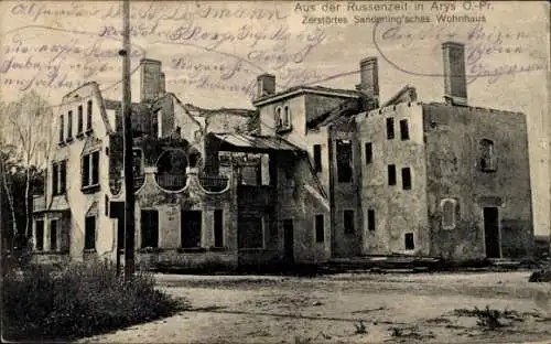 Ak Orzysz Arys Ostpreußen, Sanderling'sches Wohnhaus, Kriegszerstörungen, I. WK