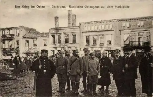 Ak Schelesnodoroschny Gerdauen Ostpreußen, Russische Gefangene, Marktplatz, I. WK