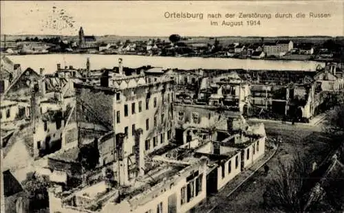 Ak Szczytno Ortelsburg Ostpreußen, Kriegszerstörungen, I. WK