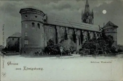 Mondschein Ak Kaliningrad Königsberg Ostpreußen, Schloss