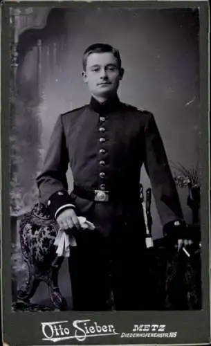 CdV Metz Moselle, Deutscher Soldat in Uniform, Portrait 1906