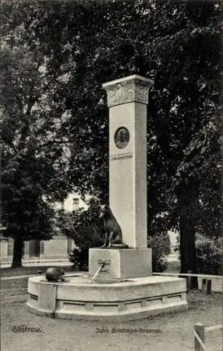 Ak Güstrow in Mecklenburg, John Brinckman Brunnen