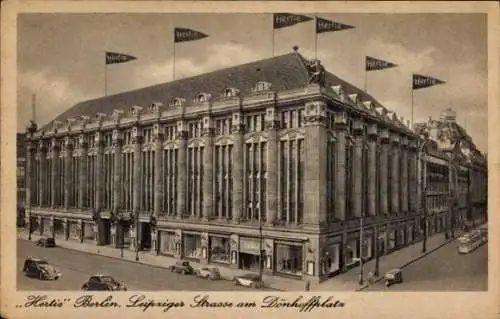 Ak Berlin Mitte, Leipziger Straße am Dönhoffplatz, Hertie Kaufhaus