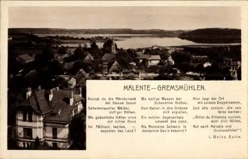 Ak Gremsmühlen Malente in Ostholstein, Teilansicht, Gedicht L. Weiss