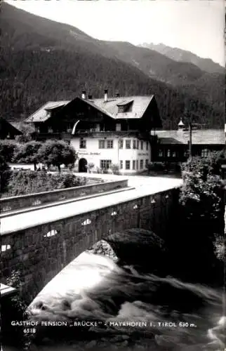 Ak Mayrhofen im Zillertal Tirol, Gasthof Pension Brücke