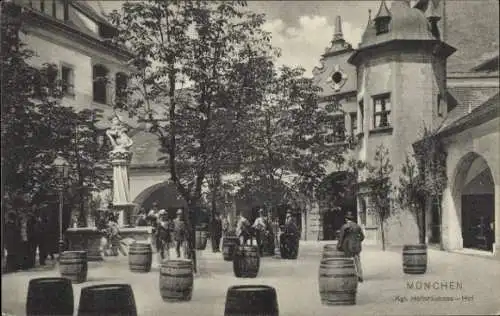 Ak München, königliches Hofbräuhaus, Hof