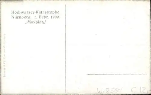 Ak Nürnberg in Mittelfranken Bayern, Maxplatz, Hochwasser 05.02.1909