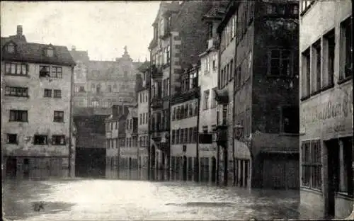 Ak Nürnberg in Mittelfranken, Hochwasser Katastrophe 1909, obere Kreuzgasse