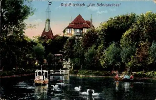 Ak Ellerbek Kiel, Schwanensee, Schwäne, Boote