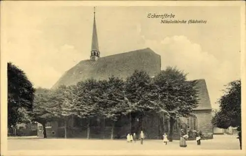 Ak Ostseebad Eckernförde, Nikolaikirche, Südseite