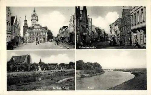 Ak Verden an der Aller, Rathaus, Grossestraße, Panorama