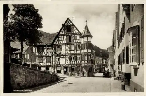 Ak Schiltach im Schwarzwald, Teilansicht, Fachwerkhaus