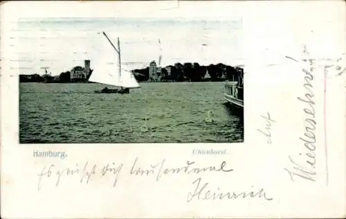 Ak Hamburg Nord Uhlenhorst, Segelboot, Schwäne