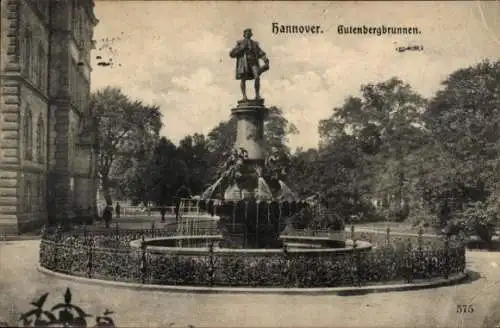 Ak Hannover in Niedersachsen, Gutenbergbrunnen