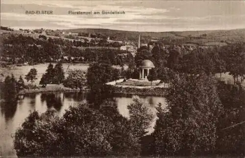 Ak Bad Elster im Vogtland, Floratempel, Gondelteich