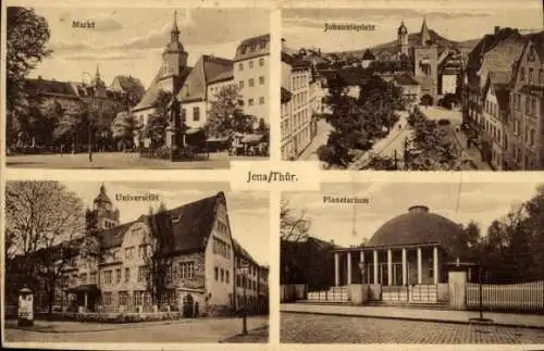 Ak Jena in Thüringen, Markt, Universität, Planetarium, Johannisplatz