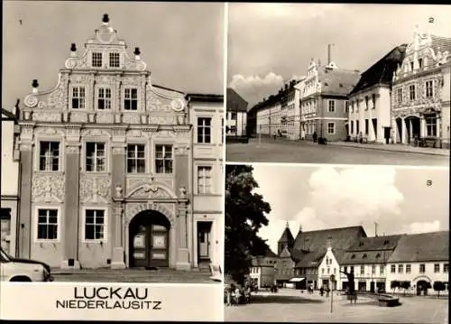 Ak Luckau in der Niederlausitz, Internat, Marktplatz, Karl Liebknecht Denkmal