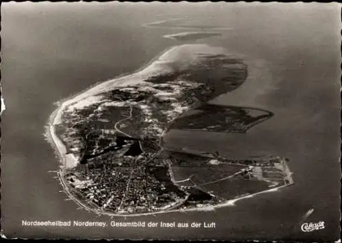 Ak Nordseebad Norderney Ostfriesland, Luftbild, Gesamtansicht