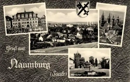 Ak Naumburg an der Saale, Teilansicht, Wappen, Rathaus, Marientor, Dom