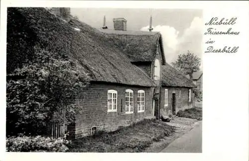 Ak Deezbüll Niebüll in Nordfriesland, Friesenhaus, Reetdach