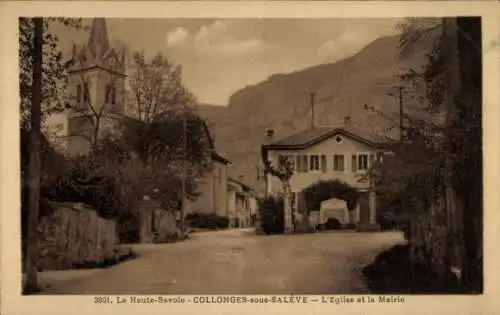 Ak Collonges sous Salève Haute Savoie, Eglise, Mairie