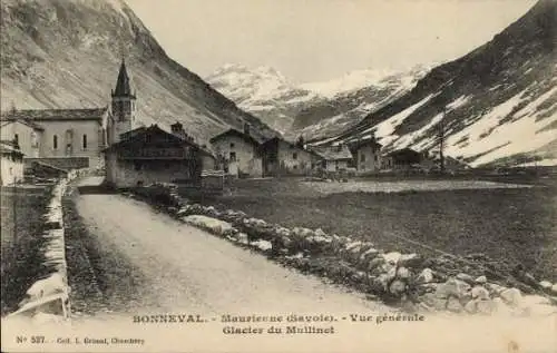 Ak Bonneval Savoie, Maurienne, Gesamtansicht, Gletscher Mullinet