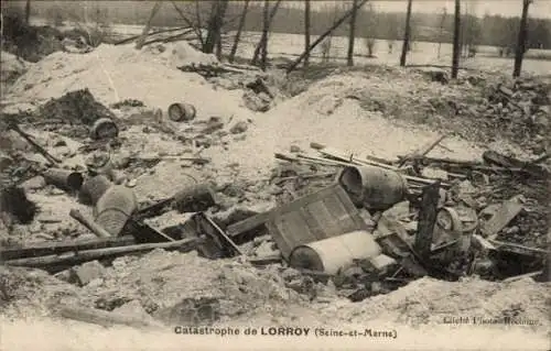 Ak Lorroy Seine et Marne, Trümmer, Disaster