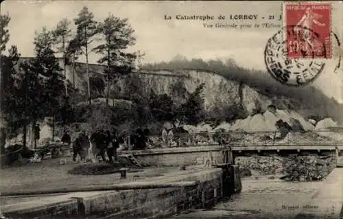 Ak Lorroy Seine et Marne, Brücke, Kanal, Katastrophe