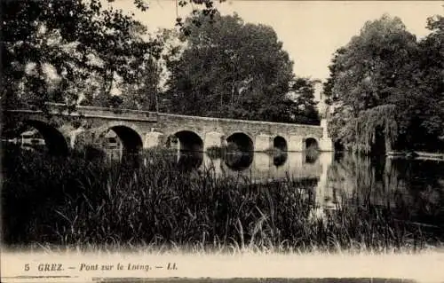 Ak Grez sur Loing Seine-et-Marne, Brücke über die Loing