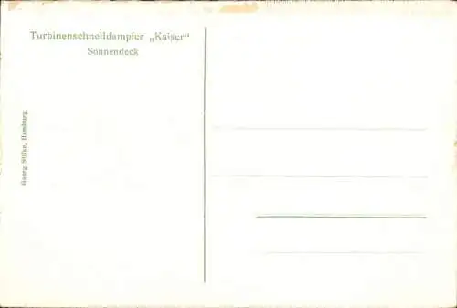 Ak Turbinenschnelldampfer Kaiser, Sonnendeck, HAPAG Seebäderdienst
