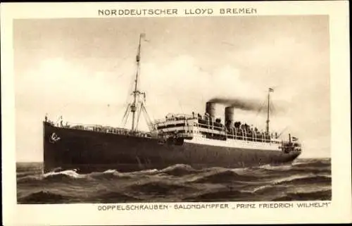 Ak Doppelschrauben-Salondampfer Prinz Friedrich Wilhelm, Norddeutscher Lloyd Bremen