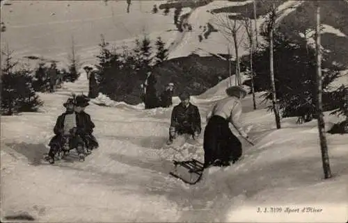 Ak Wintersport, Schlittenfahrt, Wald