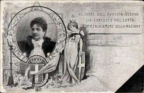 Ak Königin Margarethe von Italien, Porträt, Wappen