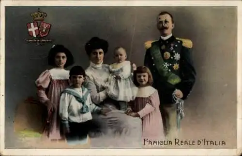 Ak Victor Emmanuel III, Elena von Montenegro, Italienisches Königshaus