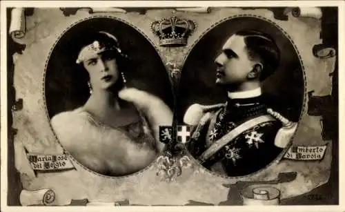 Passepartout Ak Italienisches Königshaus, Marie José von Belgien, Humbert II.